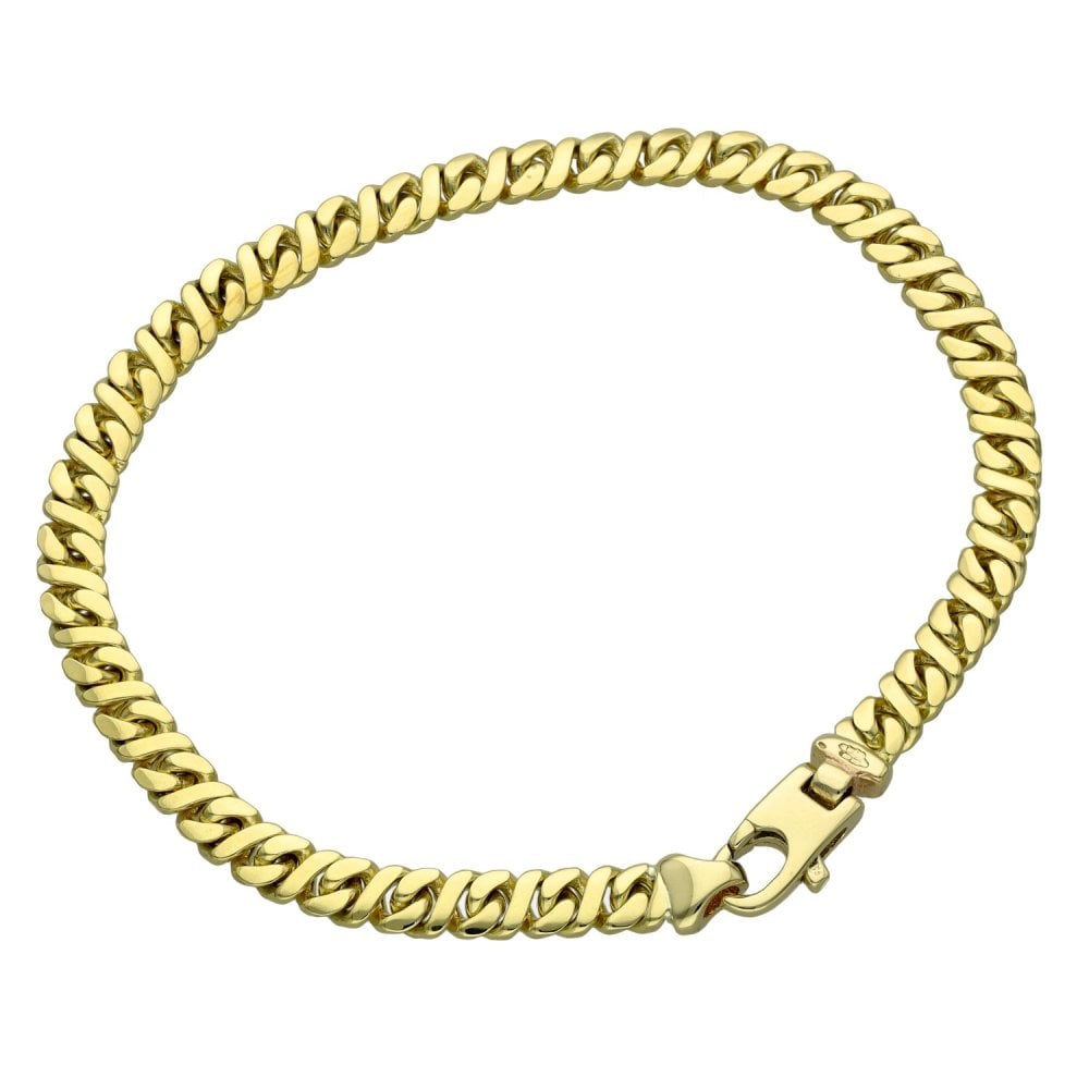 Ladies 9ct Yellow Gold Closed Curb Bracelet - 7.5" - 11.2g
