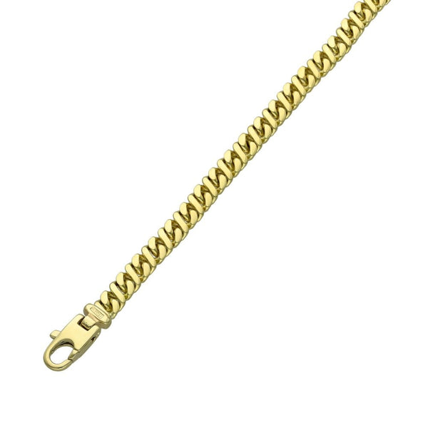 Ladies 9ct Yellow Gold Closed Curb Bracelet - 7.5" - 11.2g