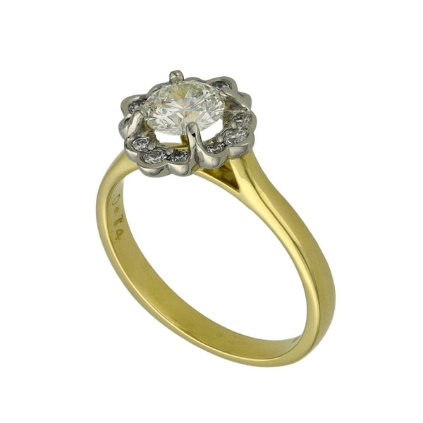 Ladies 18ct Yellow Gold Certified Diamond Cluster Ring - 0.94ct