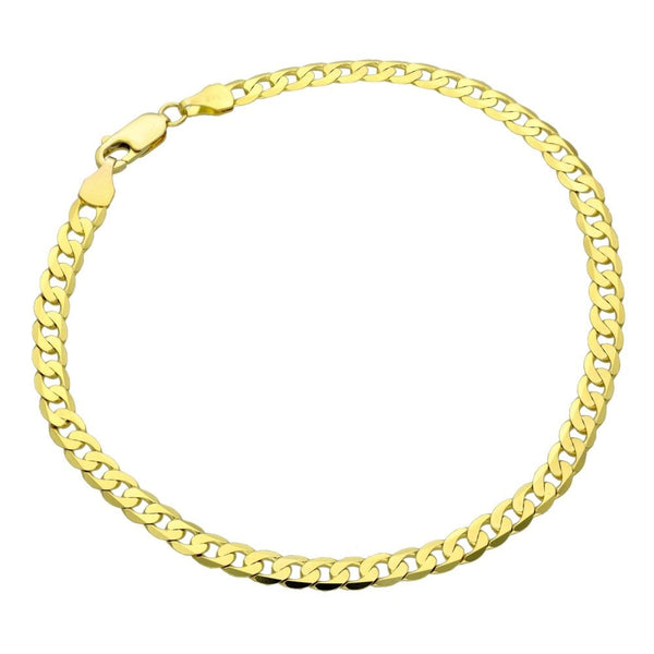 Gents 9ct Yellow Gold Flat Curb Bracelet - 9" - 5.7g