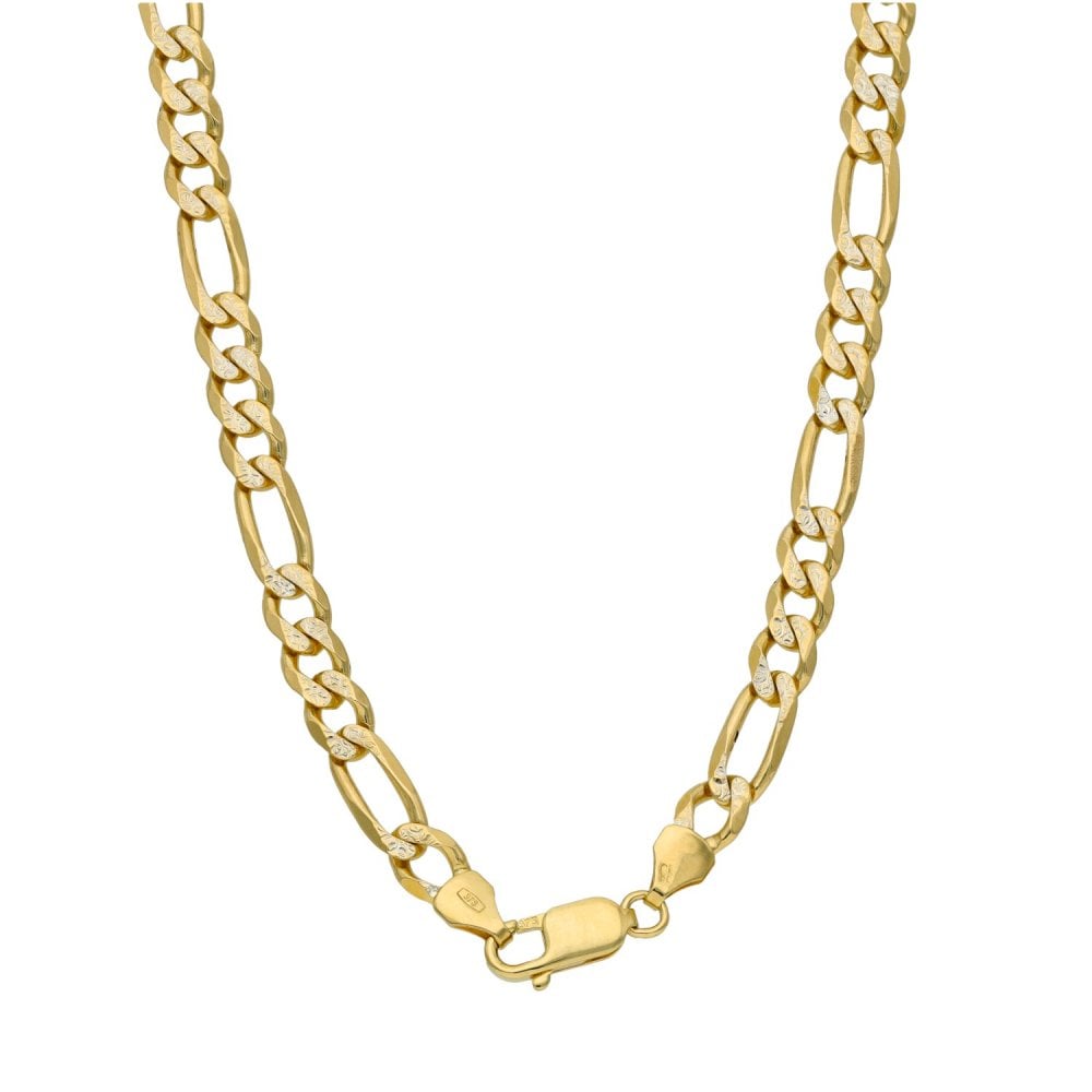 Gents 9ct Yellow & White Gold Figaro Chain - 18" - 21.5g
