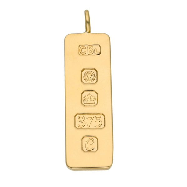 Gents 9ct Yellow Gold Ingot Pendant - 13mm x 37mm - 15.0g