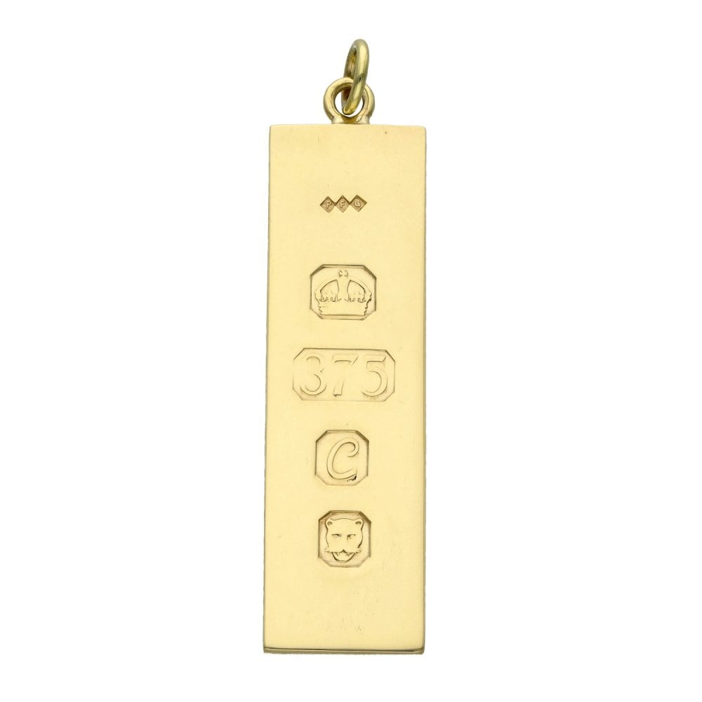 Gents 9ct Yellow Gold Ingot Pendant - 43 x12mm - 15.0g