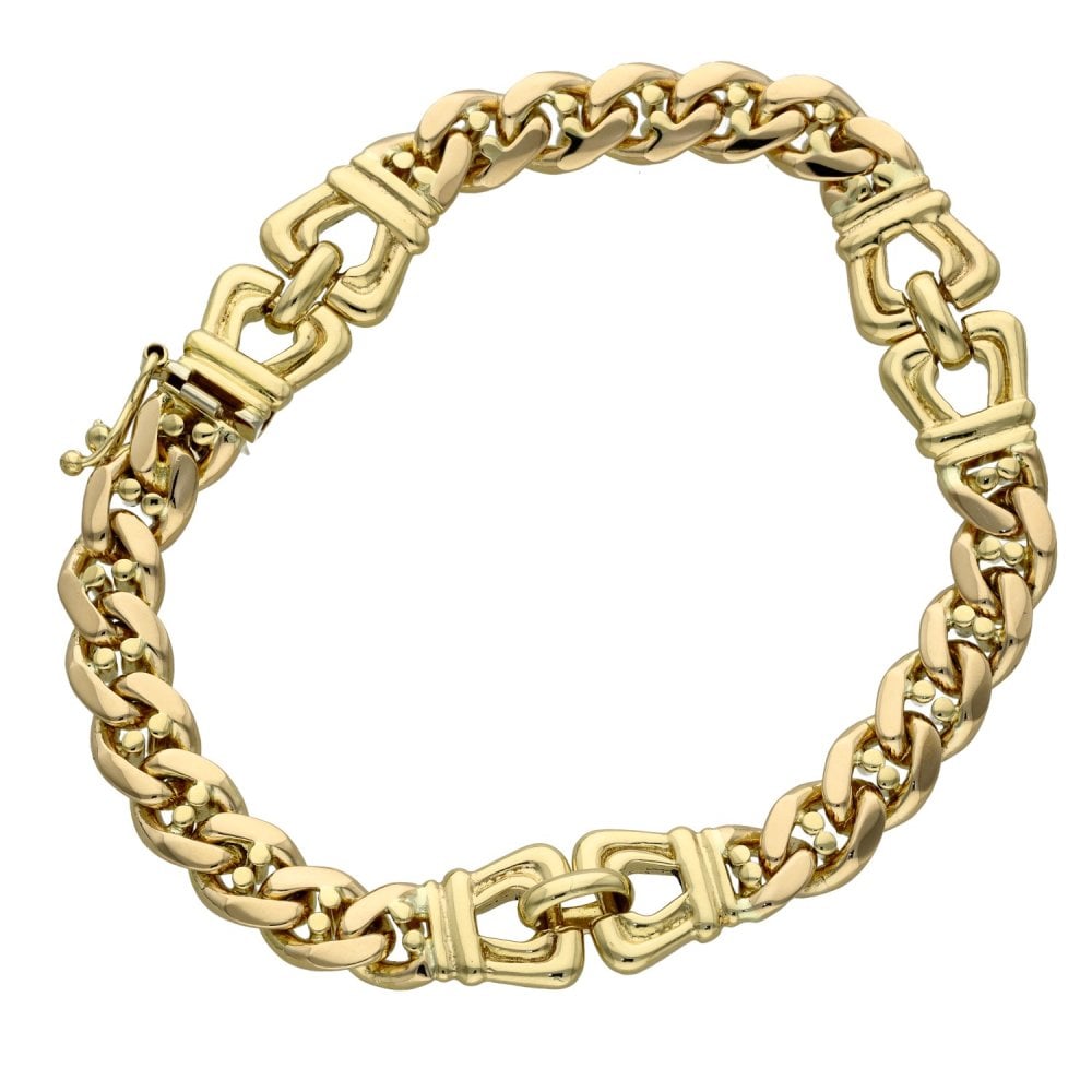 Ladies 9ct Yellow Gold Bow-Curb Bracelet - 7" - 21.2g