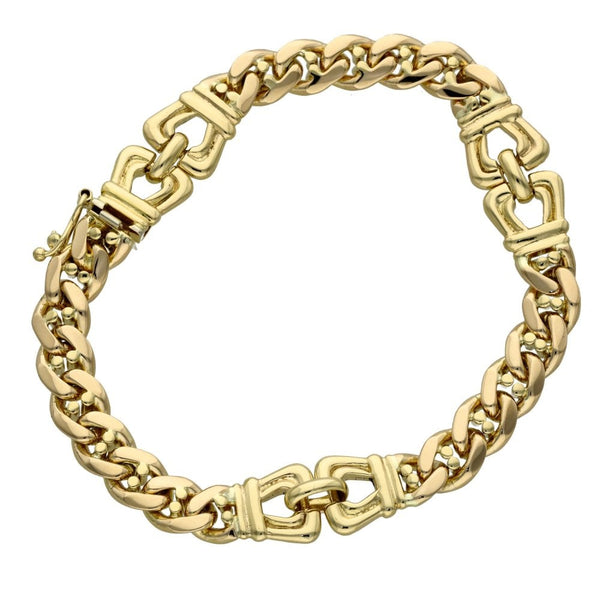 Ladies 9ct Yellow Gold Bow-Curb Bracelet - 7" - 21.2g