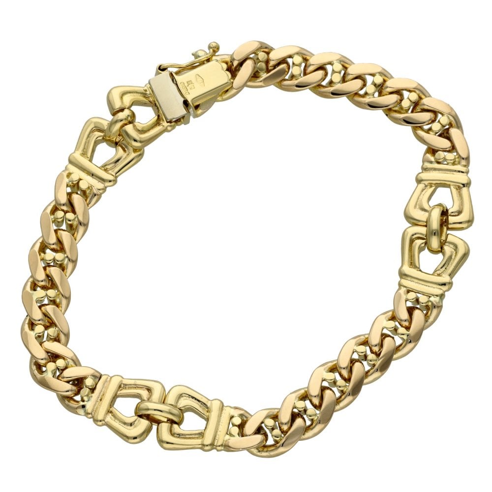 Ladies 9ct Yellow Gold Bow-Curb Bracelet - 7" - 21.2g