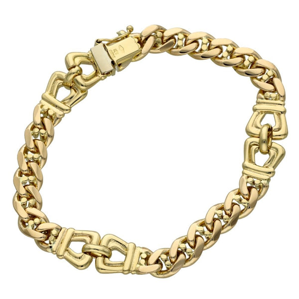 Ladies 9ct Yellow Gold Bow-Curb Bracelet - 7" - 21.2g