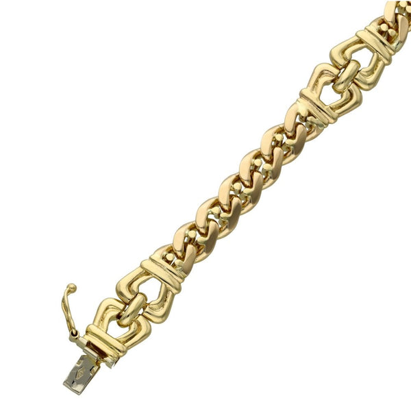 Ladies 9ct Yellow Gold Bow-Curb Bracelet - 7" - 21.2g