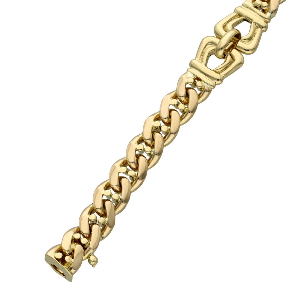 Ladies 9ct Yellow Gold Bow-Curb Bracelet - 7" - 21.2g