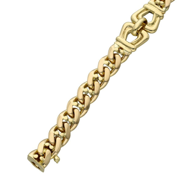 Ladies 9ct Yellow Gold Bow-Curb Bracelet - 7" - 21.2g