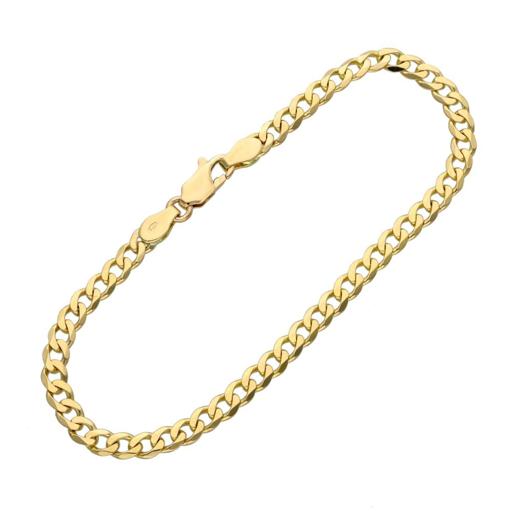 Ladies 9ct Yellow Gold Curb Bracelet - 7" - 4.1g
