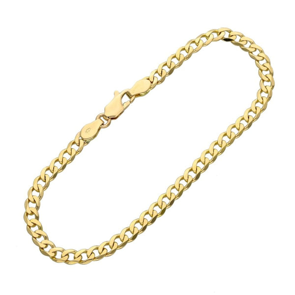 Ladies 9ct Yellow Gold Curb Bracelet - 7" - 4.1g