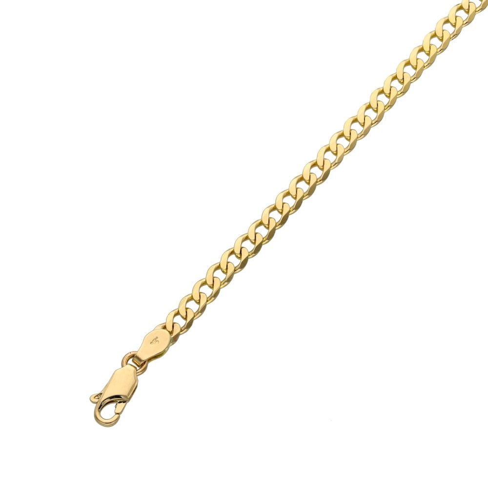 Ladies 9ct Yellow Gold Curb Bracelet - 7" - 4.1g