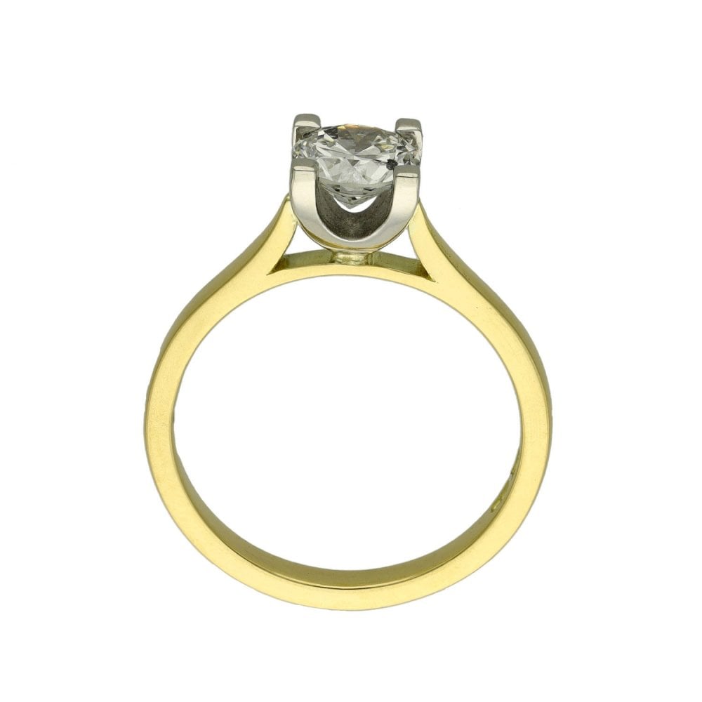 Ladies 18ct Yellow Gold Certified Diamond Engagement Ring