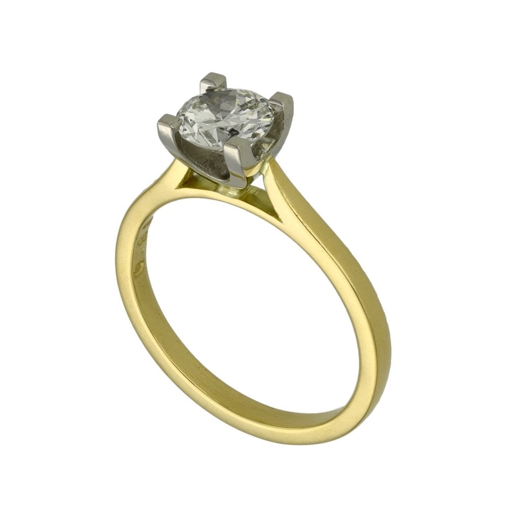 Ladies 18ct Yellow Gold Certified Diamond Engagement Ring