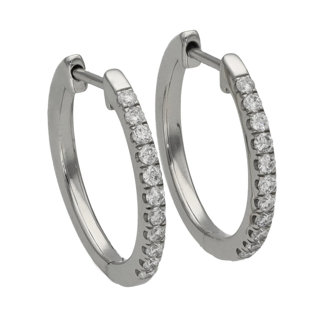Ladies Platinum Diamond Hoop Earrings - 0.35ct