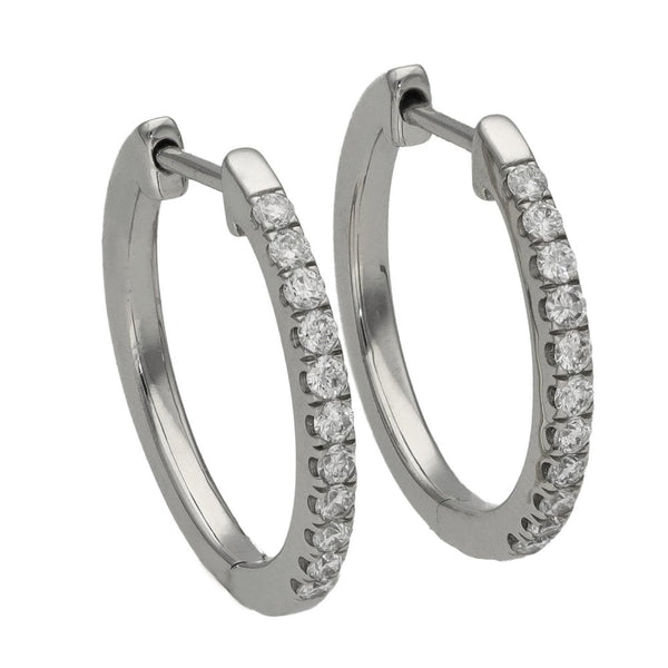 Ladies Platinum Diamond Hoop Earrings - 0.35ct