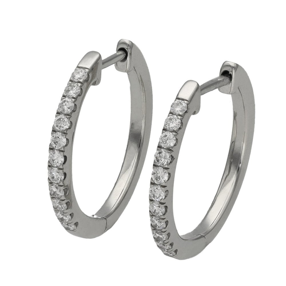 Ladies Platinum Diamond Hoop Earrings - 0.35ct