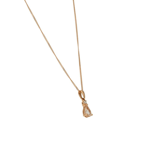 Ladies 9ct Rose Gold Morganite & Diamond Pendant & Necklace