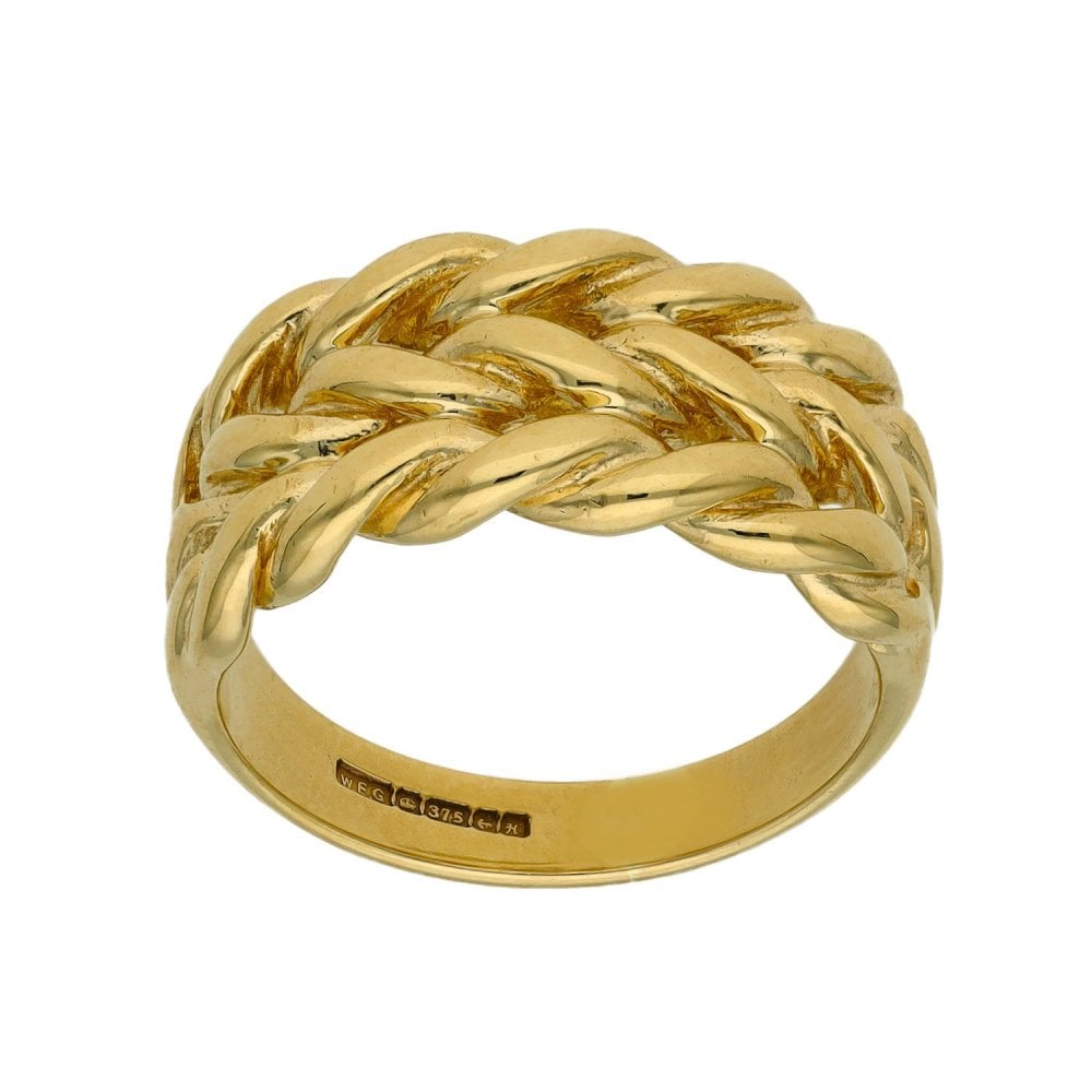 9ct Yellow Gold Weave Ring - Size M - 5.6g