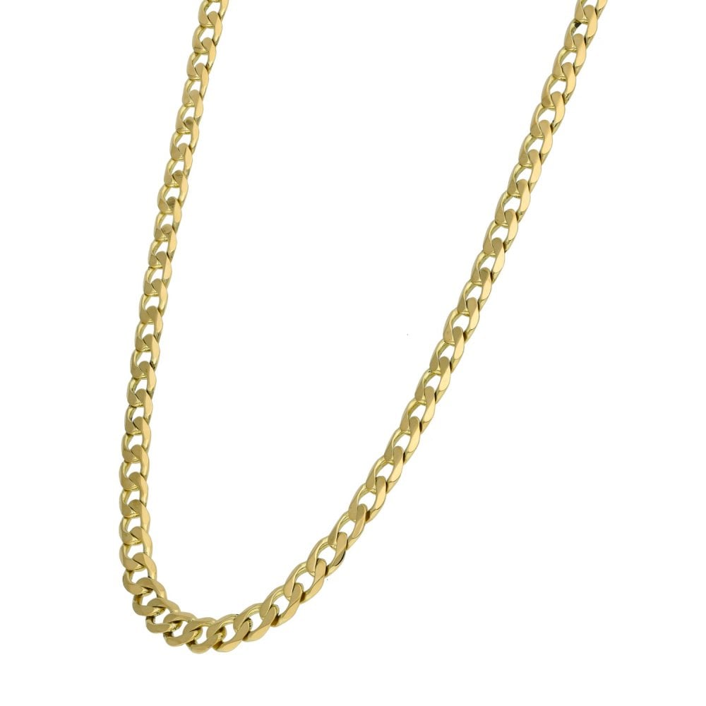 Gents 9ct Yellow Gold Open Curb Chain - 18" - 13.8g