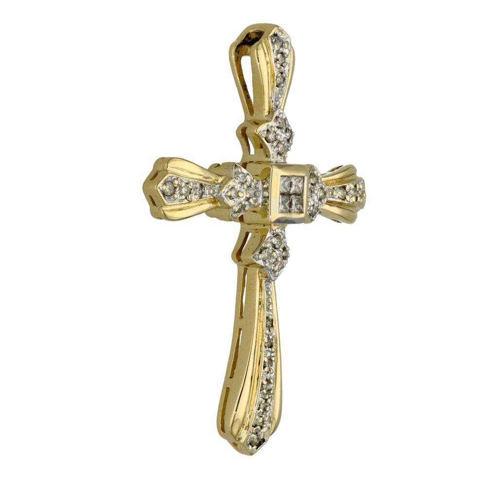 Ladies 18ct Yellow Gold Fancy Diamond Cross - 0.55ct