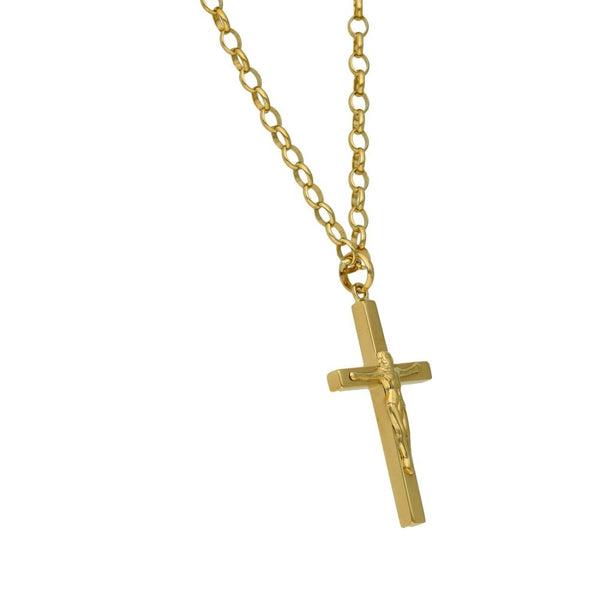 9ct Yellow Gold Crucifix & 22" Chain - 12.6g