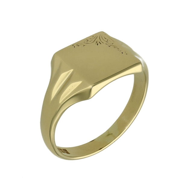 9ct Yellow Gold Signet Ring - Size V - 6.4g