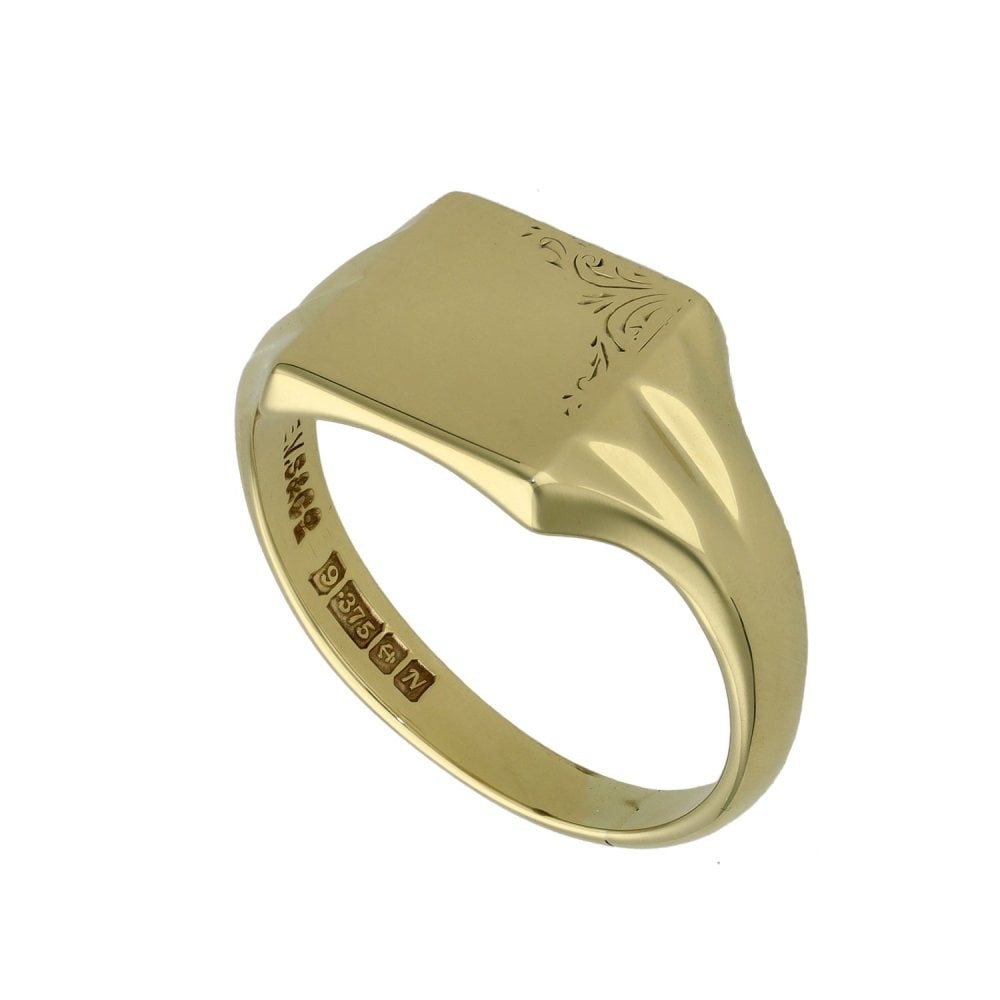 9ct Yellow Gold Signet Ring - Size V - 6.4g