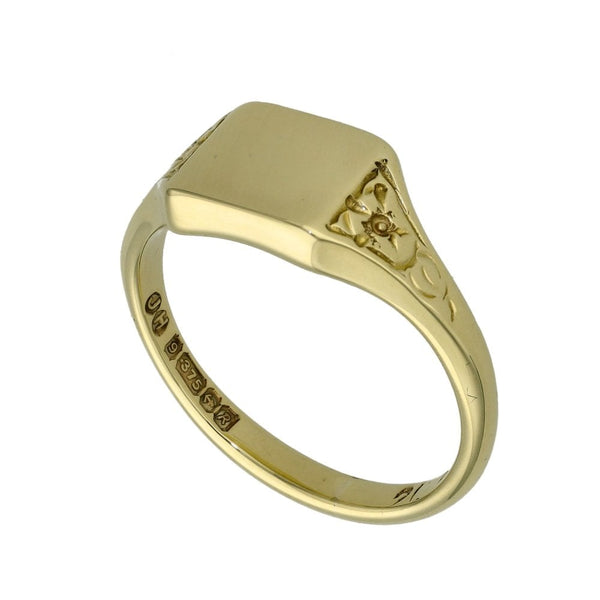 9ct Yellow Gold Plain Rectangular Signet Ring - Size P½ - 8mm