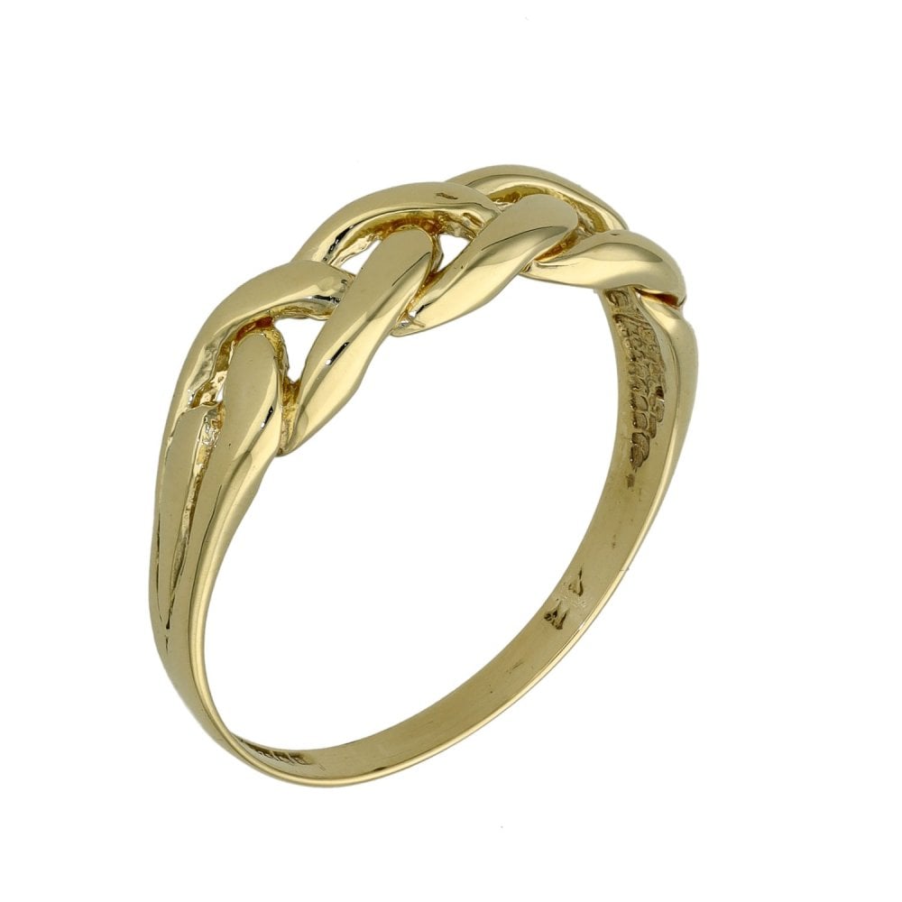 9ct Yellow Gold Open Weave Band Ring - Size R - 2.2g