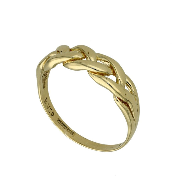 9ct Yellow Gold Open Weave Band Ring - Size R - 2.2g
