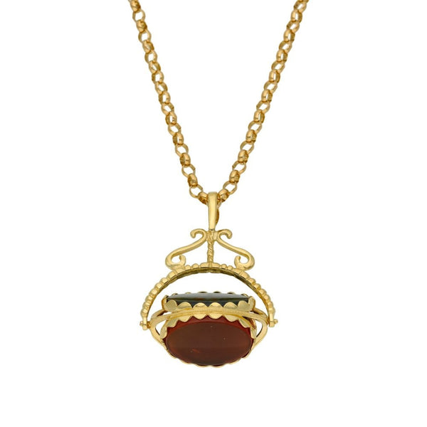 9ct Yellow Gold 19" Belcher Chain & Coloured Fob - 14.6g