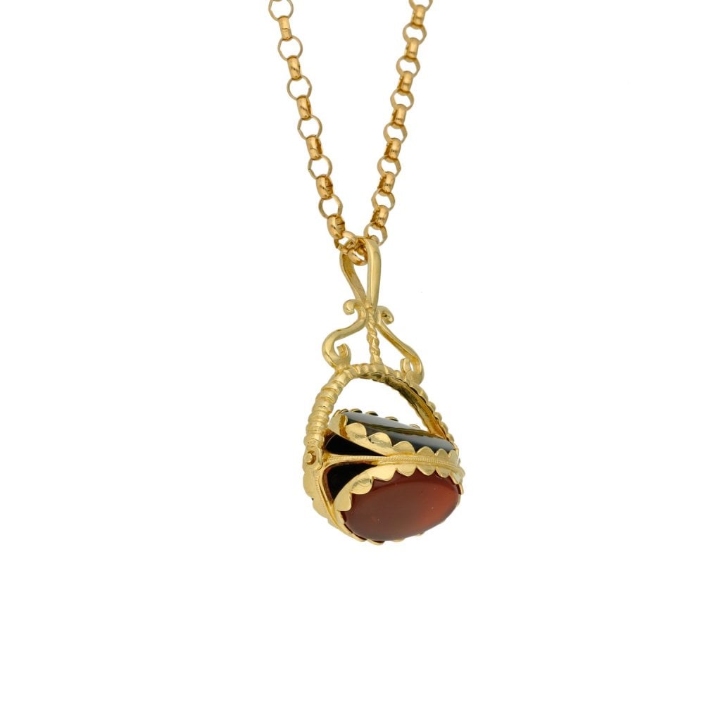 9ct Yellow Gold 19" Belcher Chain & Coloured Fob - 14.6g
