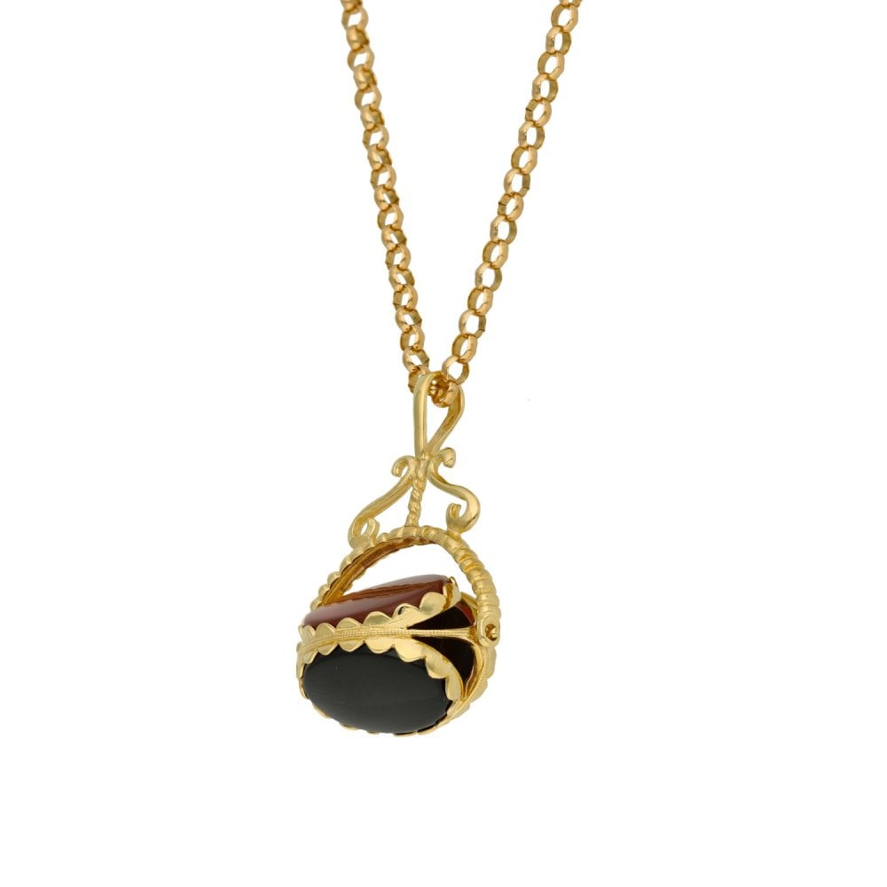 9ct Yellow Gold 19" Belcher Chain & Coloured Fob - 14.6g