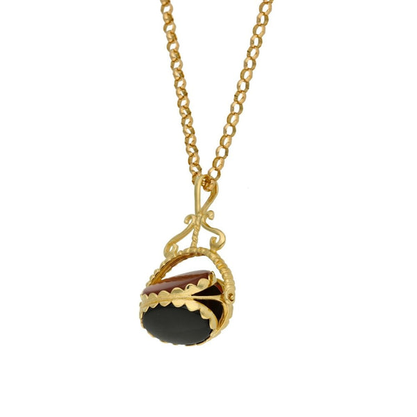 9ct Yellow Gold 19" Belcher Chain & Coloured Fob - 14.6g
