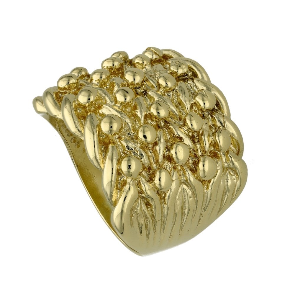 9ct Yellow Gold 5 Row Shot Ring - 16.2g