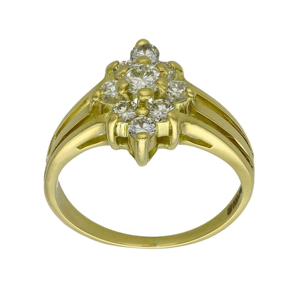 14ct Yellow Gold Diamond Wave Cluster Ring - Size K