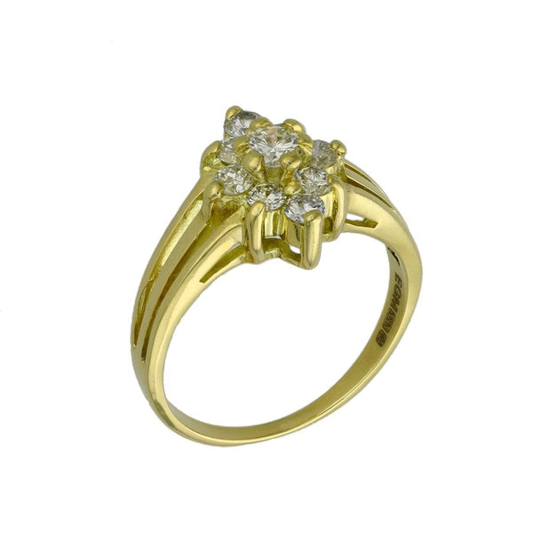 14ct Yellow Gold Diamond Wave Cluster Ring - Size K