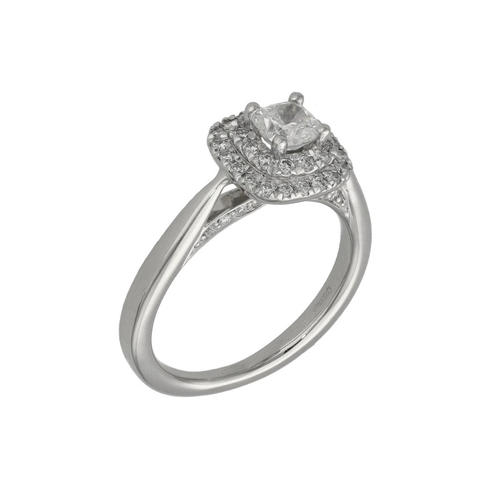 Ladies Platinum Diamond Cluster Halo Ring - Size F - 0.50ct