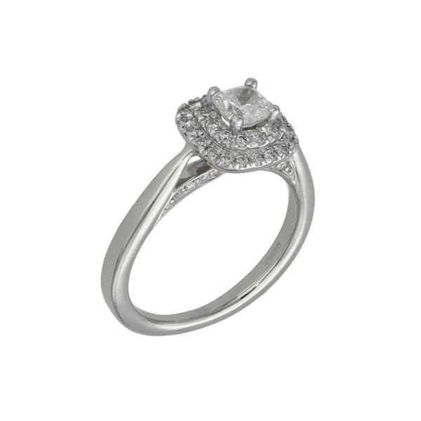 Ladies Platinum Diamond Cluster Halo Ring - Size F - 0.50ct