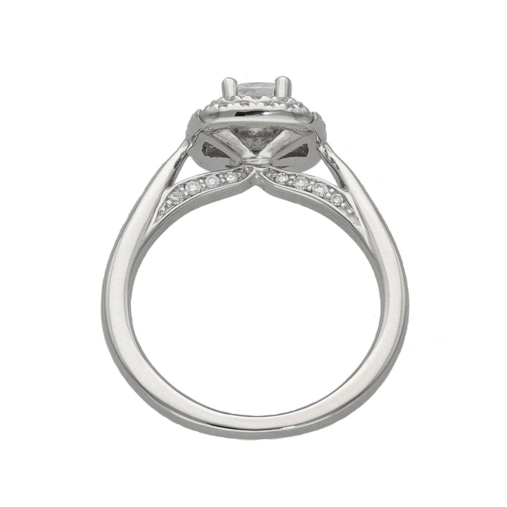 Ladies Platinum Diamond Cluster Halo Ring - Size F - 0.50ct