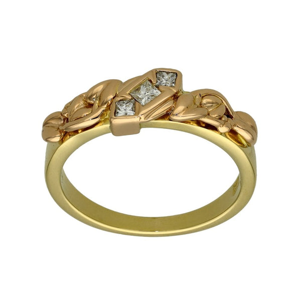 18ct Yellow & Rose CLOGAU Gold Diamond Ring - Size R