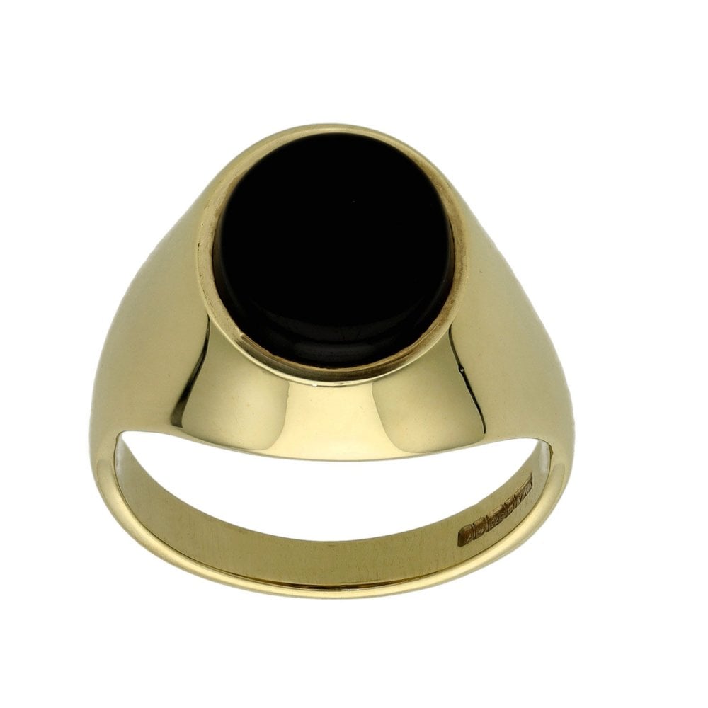 9ct Yellow Gold Black Onyx Signet Ring - Size P - 5.5g