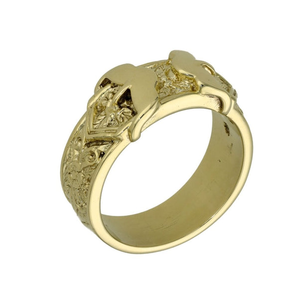 9ct Yellow Gold Patterned Buckle Ring - Size Y - 15.6g
