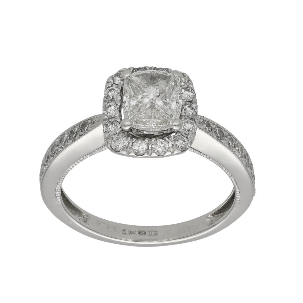 Ladies 18ct White Gold Diamond Cluster Ring - 1.00ct