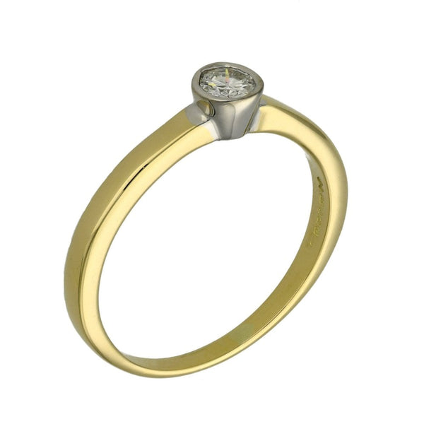 Ladies 18ct Yellow Gold Diamond Solitaire Ring - Size T