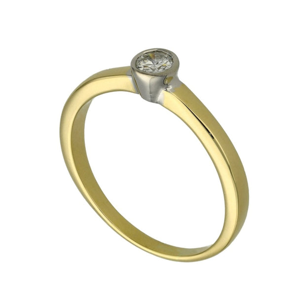 Ladies 18ct Yellow Gold Diamond Solitaire Ring - Size T