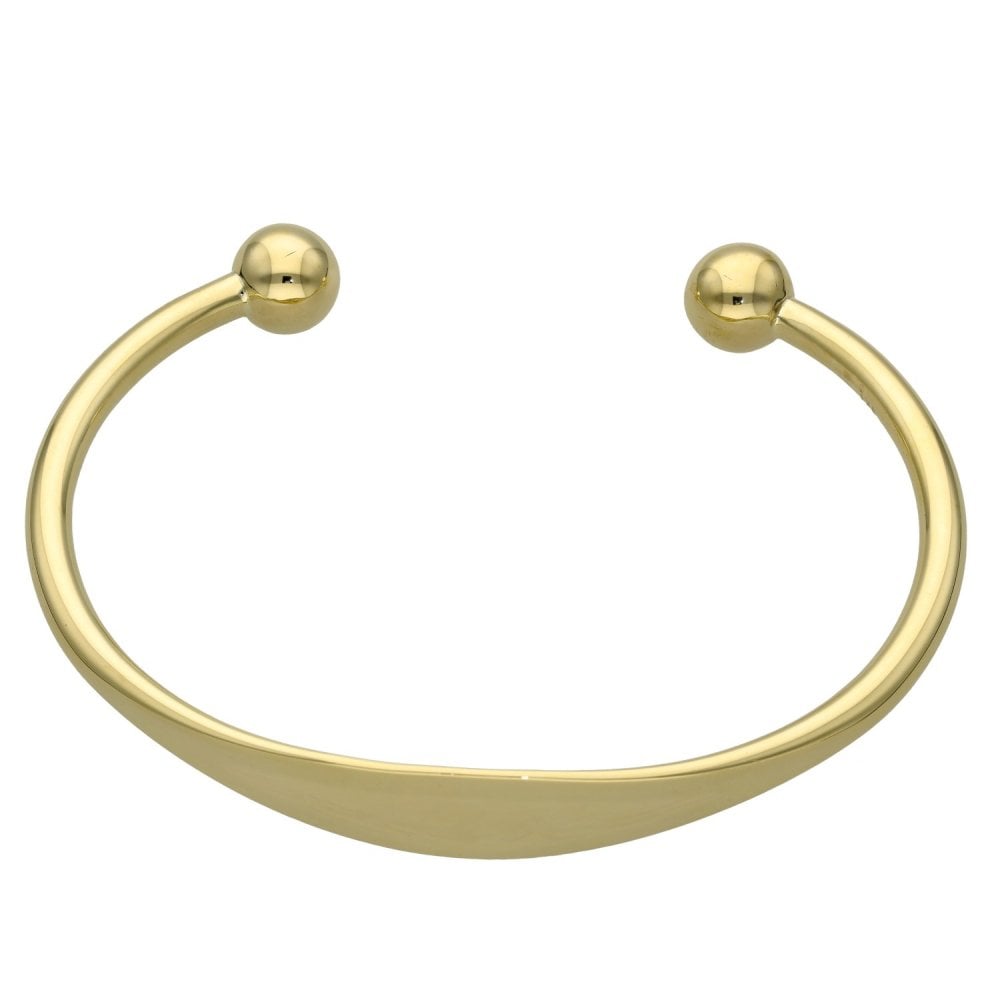 9ct Yellow Gold Identity Bar Torque Bangle - 24.2g