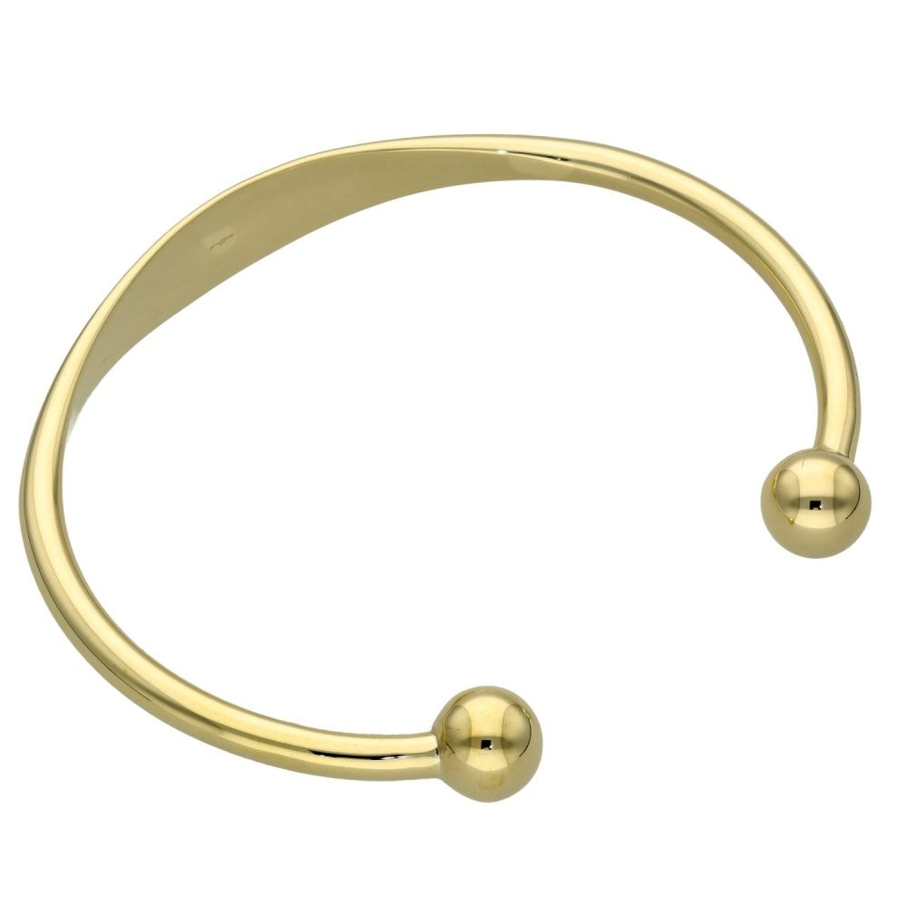 9ct Yellow Gold Identity Bar Torque Bangle - 24.2g